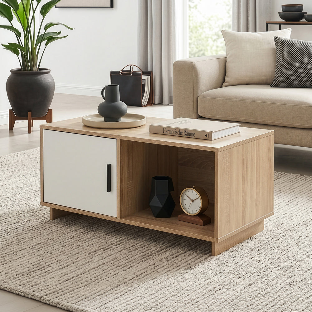 Salontafel Kenta 80x45x40 cm Sonoma-eikenlook/wit [en.casa]