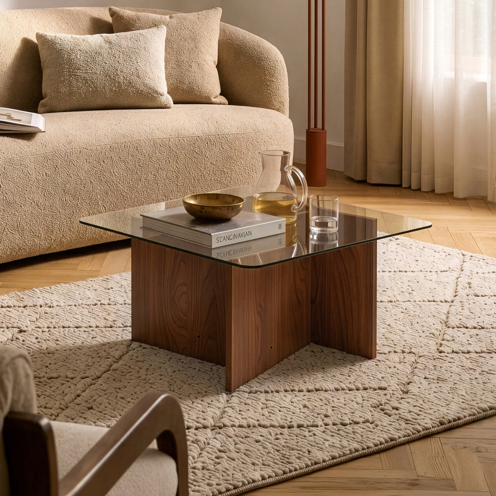 Salontafel Benexjö 70x70x36 cm rookgrijs en walnootkleurig [en.casa]