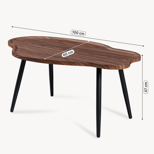 Table basse de salon Trestaneng 100 x 60 x 47 cm effet noyer [en.casa]