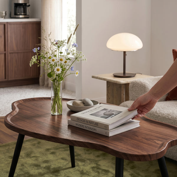 Table basse de salon Trestaneng 100 x 60 x 47 cm effet noyer [en.casa]