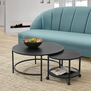Table basse Værøy en lot de 2 noir, mat [en.casa] - premiumXL