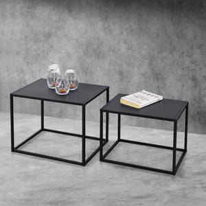 Bijzettafel set van 2 zwart metaal 35x45x35 - 30x40x30 cm