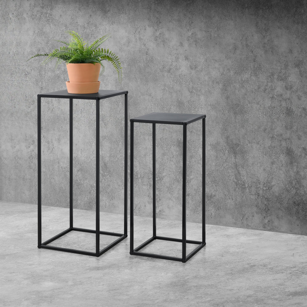 Beistelltisch Barbaricina 2er - Set Säulenform Schwarz [en.casa] - premiumXL