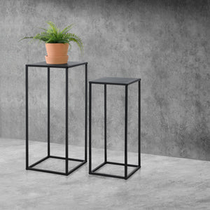 Table d’appoint Barbaricina lot de 2 – forme colonne noir [en.casa] - premiumXL
