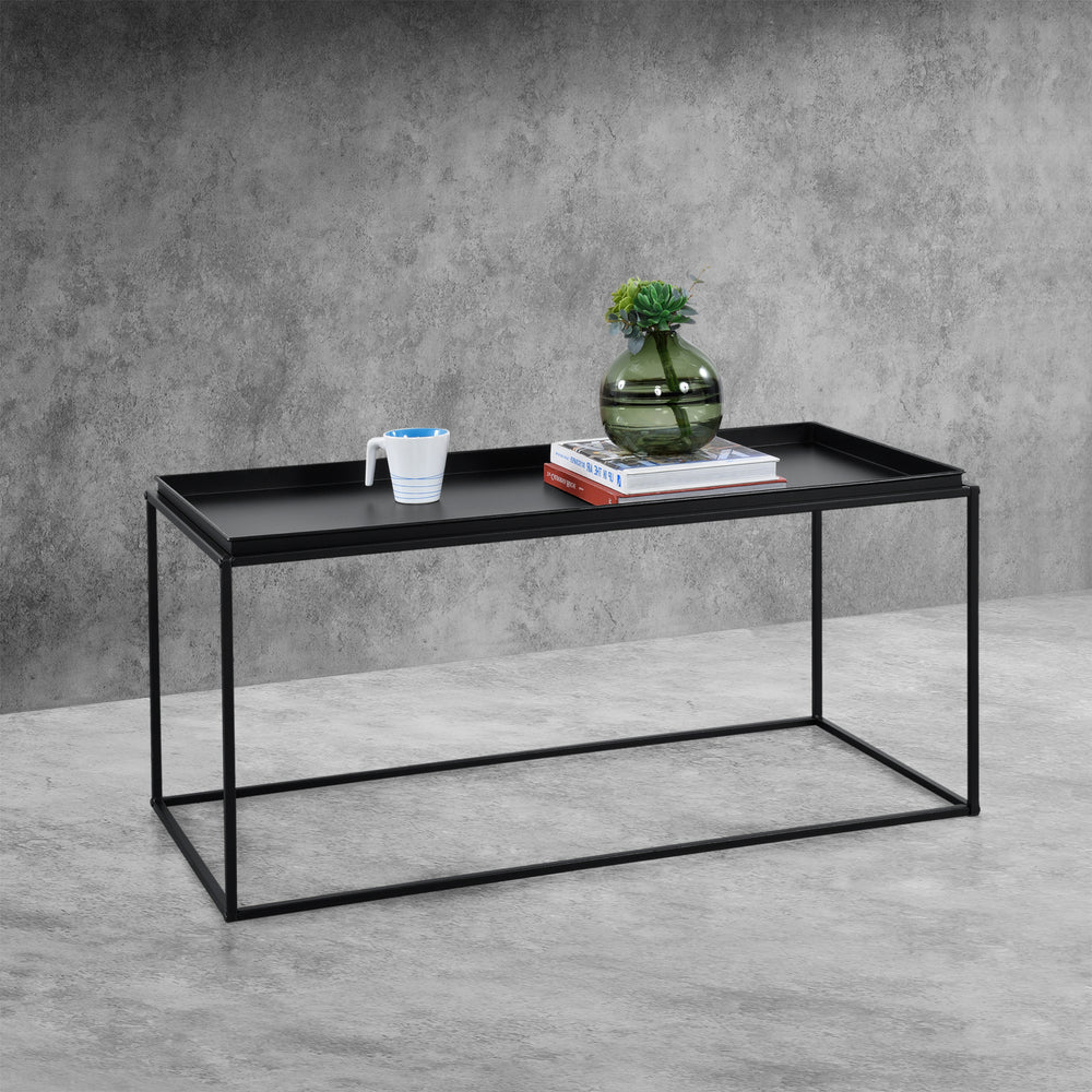 Table basse Nyker 47x100x50 cm design industriel noir en.casa - premiumXL
