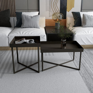 Set de tables Heinola tables basses lot de 2 acier noir [en.casa] - premiumXL