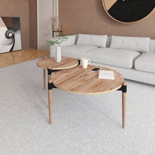 Table basse Kristinestad à double plateaux en pin [en.casa]
