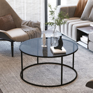 Table basse Kolari 45 x Ø80 cm Noir/Transparent diff. couleurs [en.casa] - premiumXL