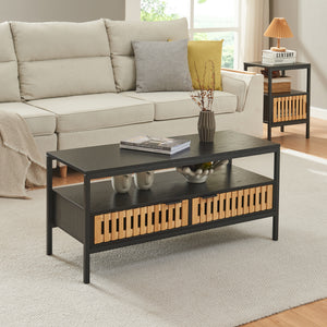 Table basse Luniehti 100x40x48 cm Noir/Naturel [en.casa] - premiumXL