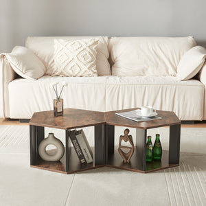 Set de tables basses Molde 2 pièces Noir/Aspect Noyer [en.casa] - premiumXL
