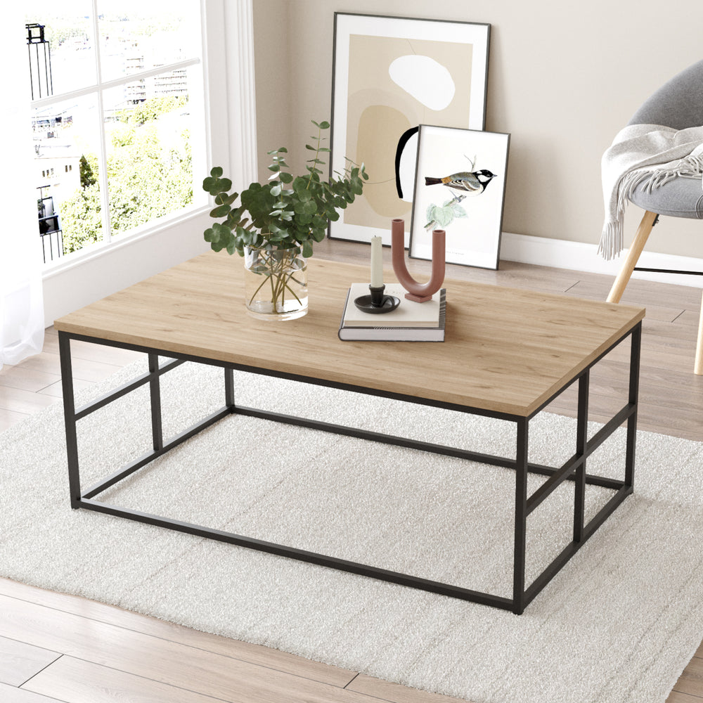 Salontafel Velendi 100x60x40 cm Eikenlook/Zwart [en.casa] - premiumXL