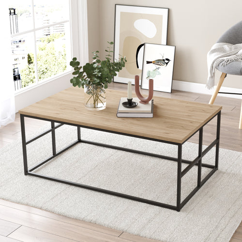 Table basse Velendi 100x60x40 cm aspect chêne/noir [en.casa] - premiumXL
