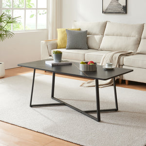 Table basse Riskiften 120x60x48 cm aspect marbre, noir [en.casa] - premiumXL
