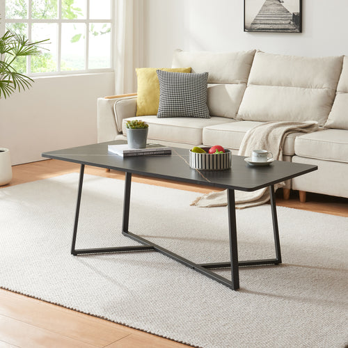Table basse Riskiften 120x60x48 cm aspect marbre, noir [en.casa] - premiumXL
