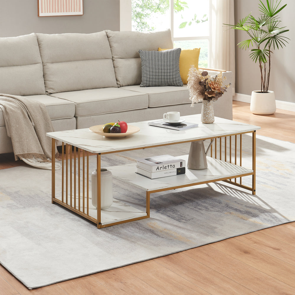 Salontafel Klibro rechthoekig tafelblad met 2 legplanken 120x60x42 cm [en.casa]