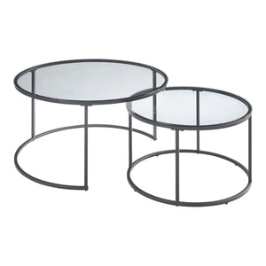Set de 2 tables basses Kokkola rondes gigognes en verre [en.casa]