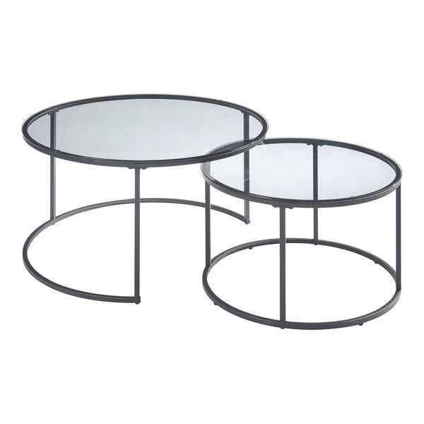 Set de 2 tables basses Kokkola rondes gigognes en verre [en.casa]