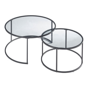 Set de 2 tables basses Kokkola rondes gigognes en verre [en.casa]