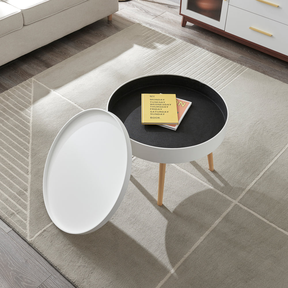 Table basse Bongard avec plateau amovible 45 x 60 cm blanc [en.casa]