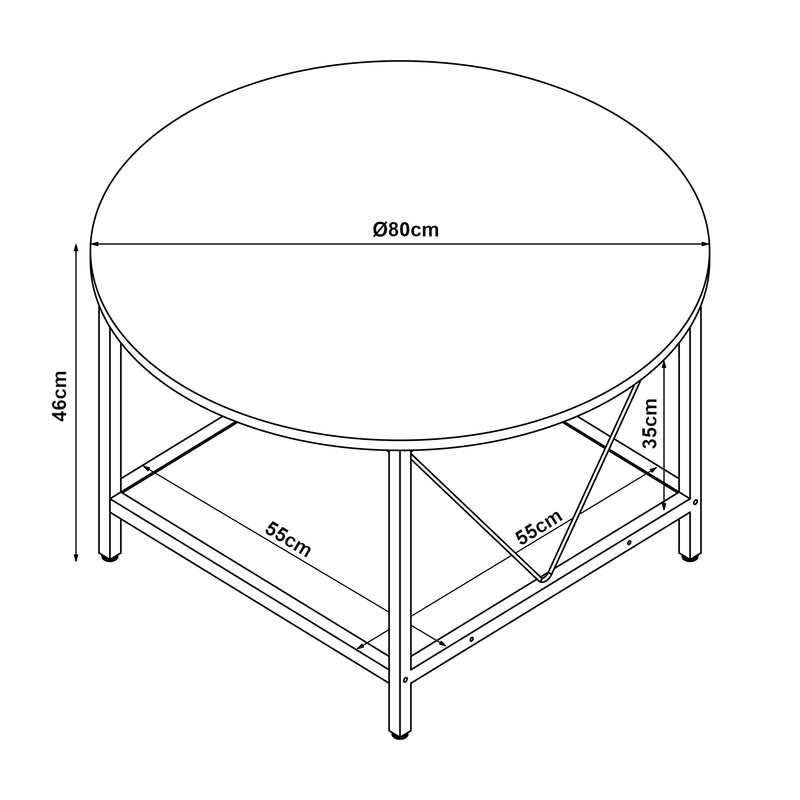Maatschets Salontafel Filem rond Ø80 cm [en.casa]