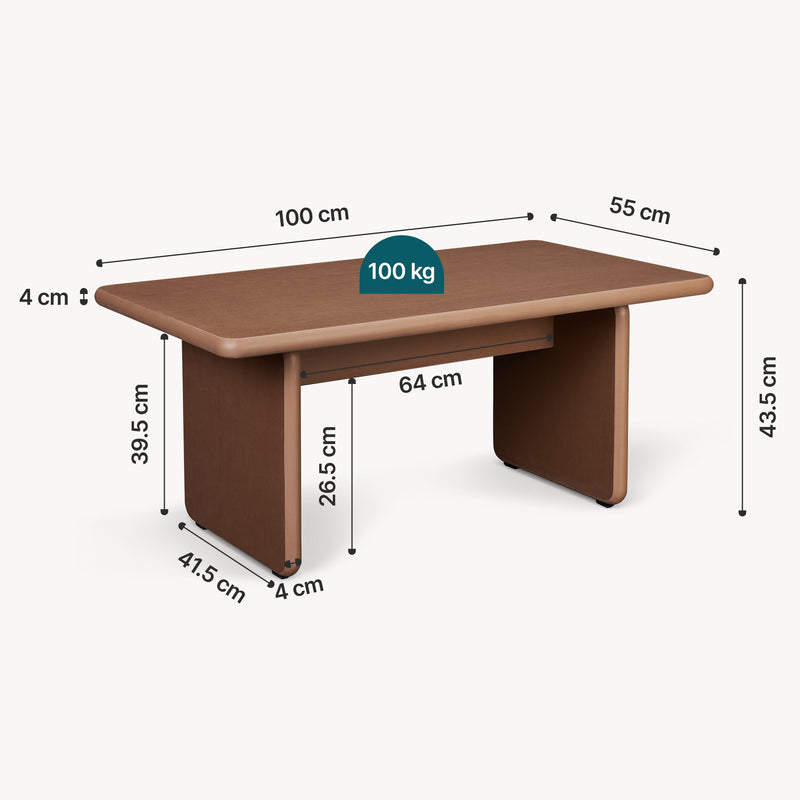 Croquis coté Table basse Gäljami 100 x 55 x 44 cm [en.casa]