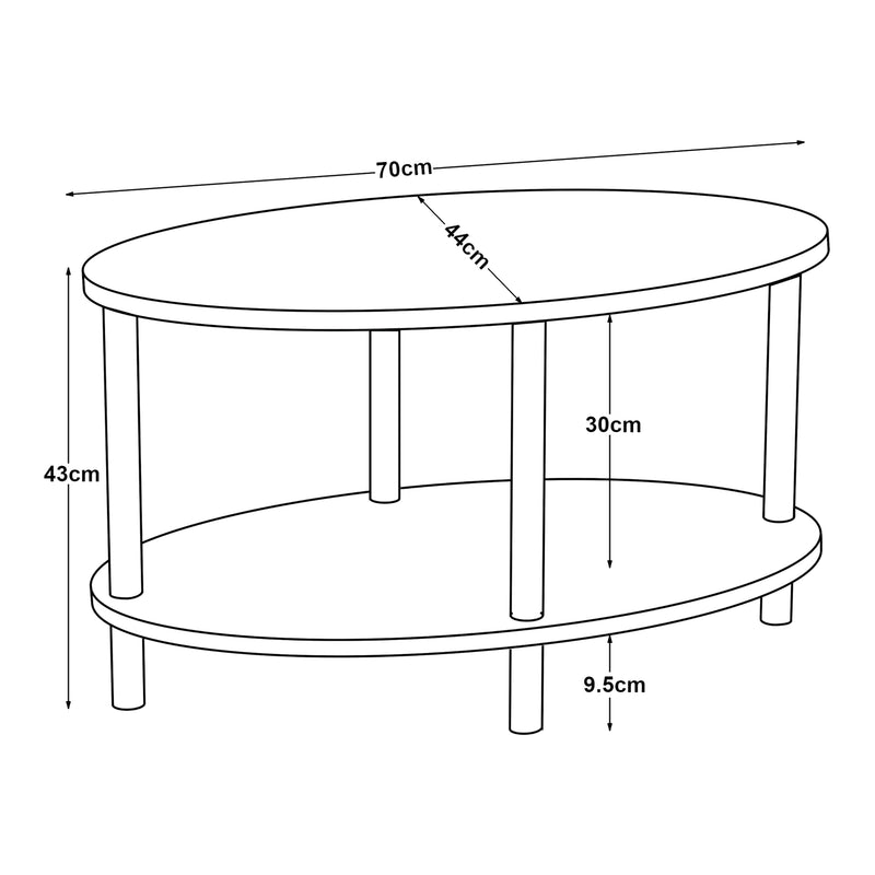Maatschets Salontafel Højreby ovaal 43x70x44 cm [en.casa]
