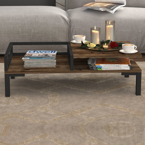 Table basse de salon Ibestad métal panneau de particules 90 x 50 x 28 cm [en.casa]