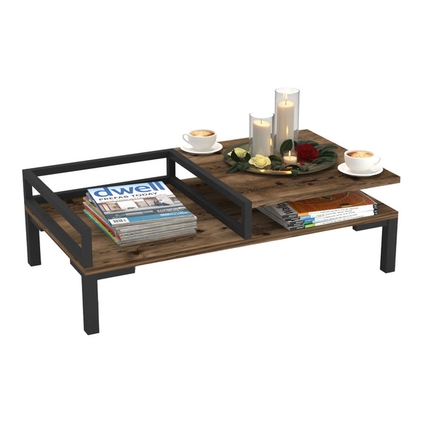 Table basse de salon Ibestad métal panneau de particules 90 x 50 x 28 cm [en.casa]