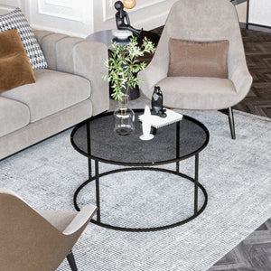 Table basse Kolari verre trempé 45 x 80 cm noir [en.casa]