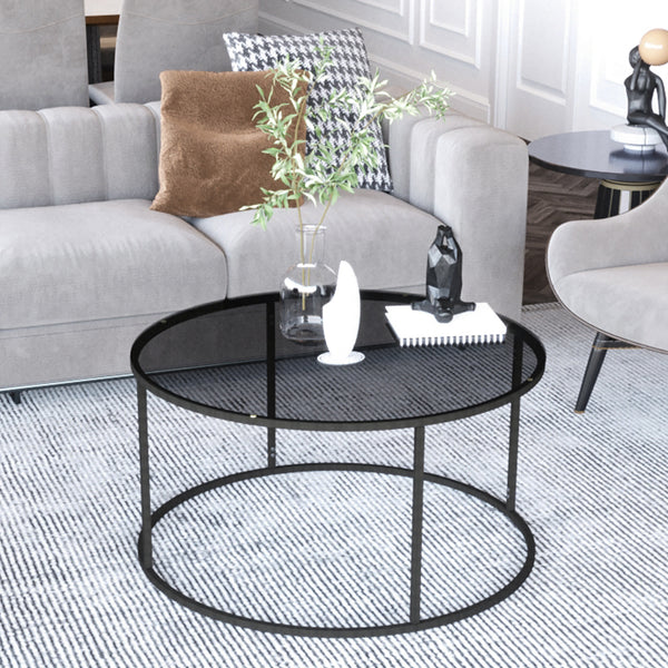 Table basse Kolari verre trempé 45 x 80 cm noir [en.casa]