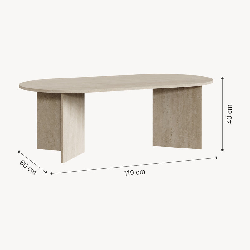 Croquis coté Table basse Kynd 119 x 60 x 40 cm [en.casa]