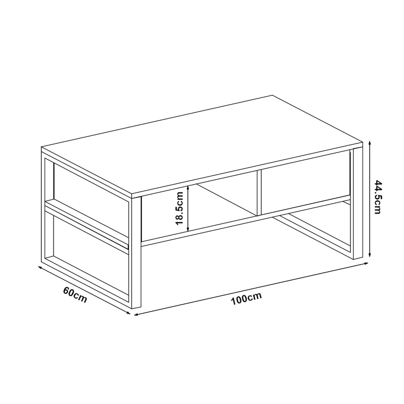 Croquis coté Table basse Laukaa 100 x 60 x 45 cm [en.casa] 