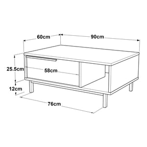 Table basse de salon Majaajoå 90 x 60 x 38 cm [en.casa]