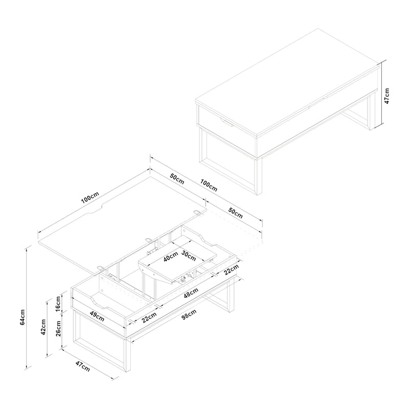 Maatschets Salontafel Rauli 100x50x47 cm [en.casa]