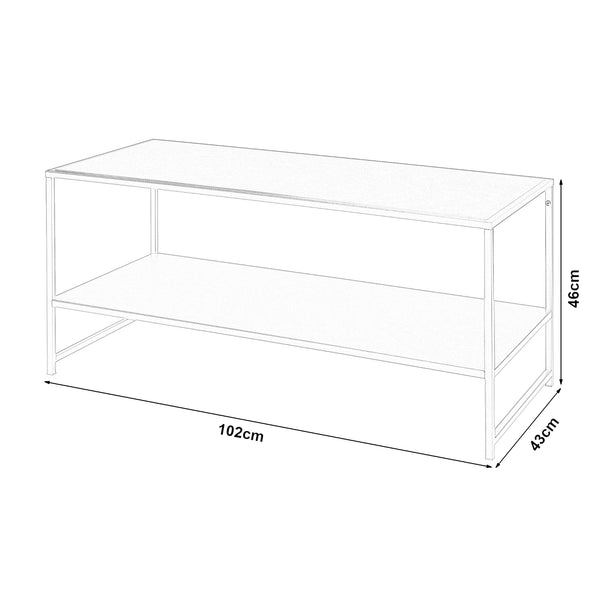 [en.casa] Salontafel Ruokolahti met plank 102x43x46 cm - 4 varianten