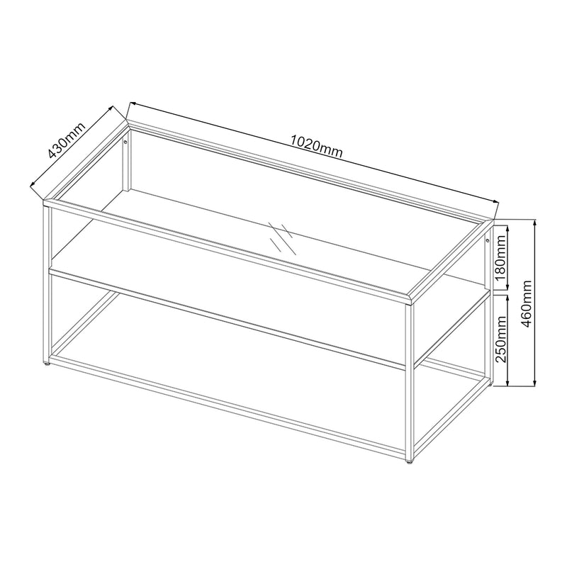 Croquis coté Table basse Solund acier [en.casa]