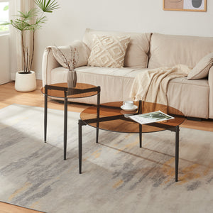 Table basse Ulökantaa acier verre fumé 80 x 40 cm [en.casa]