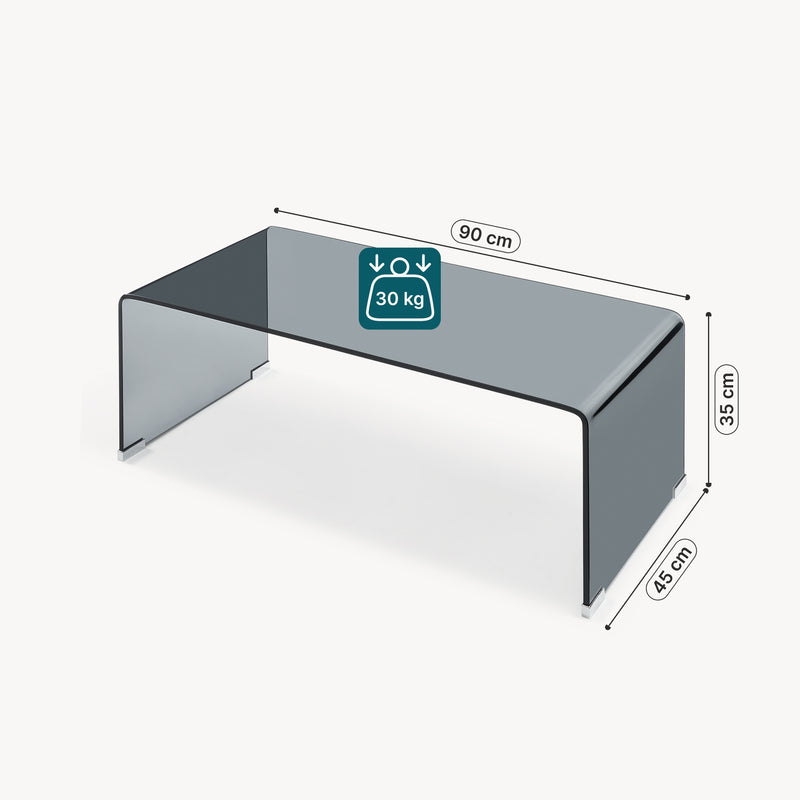 Croquis coté Table basse Väsas verre 90 x 45 x 35 cm [en.casa]
