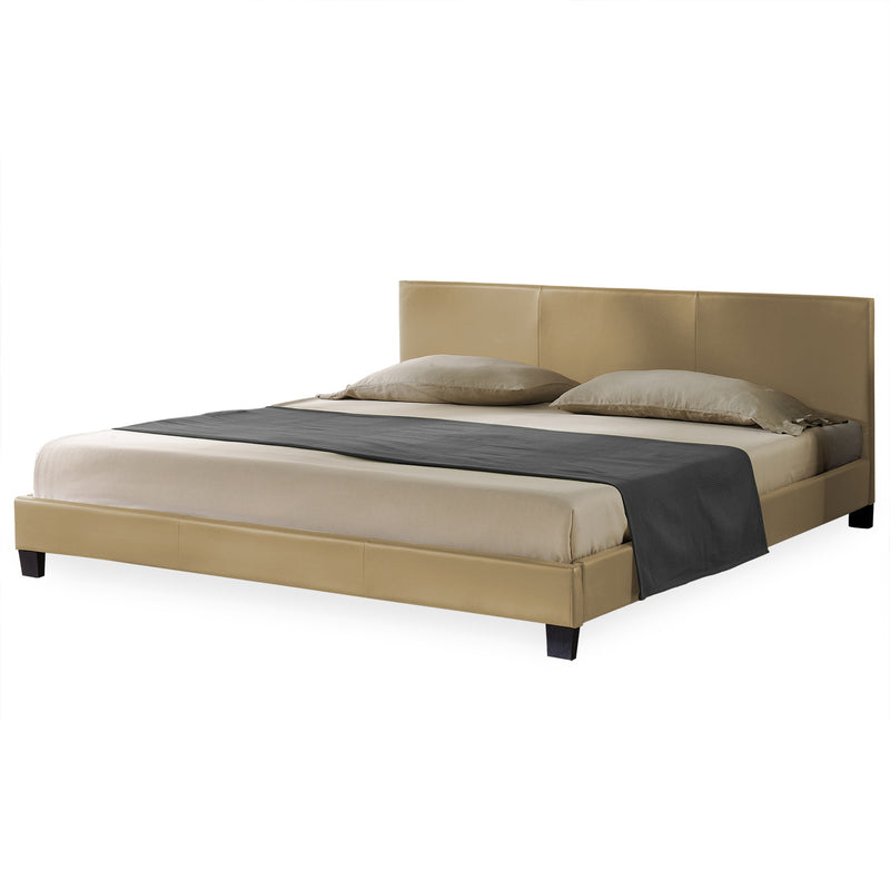 Croquis coté Corium sommier tapissier avec matelas (140 / 160 / 180 / 200x200cm)(7 couleurs)(mousse froide) - avec cuir-synthétique / housse cuir-synthétique / modèrne / avec  sommier à lattes /