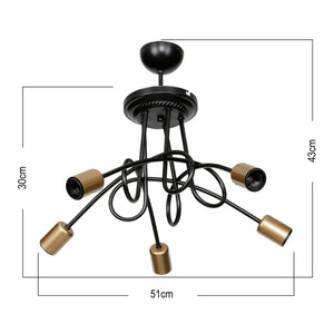 [lux.pro] Plafondlamp plafonnière Kingswinford E27 zwart en koperkleurig - 2 varianten