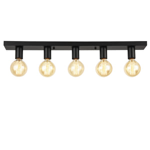 Plafondlamp plafonnière Korinthos 80x8x9 cm zwart 5xE27
