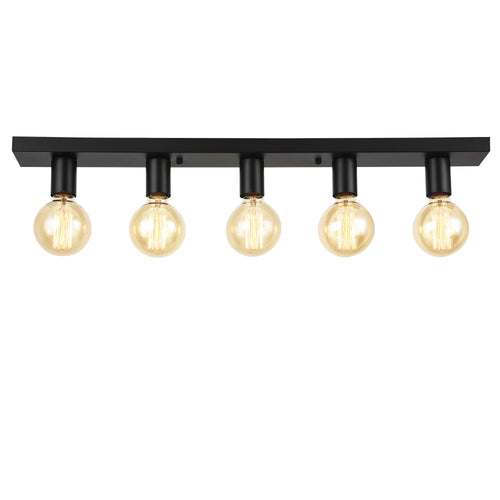 Plafondlamp plafonnière Korinthos 80x8x9 cm zwart 5xE27