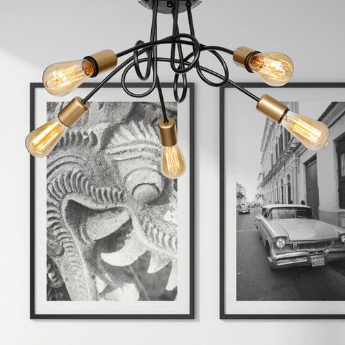 [lux.pro] Plafondlamp plafonnière Kingswinford E27 zwart en koperkleurig - 2 varianten