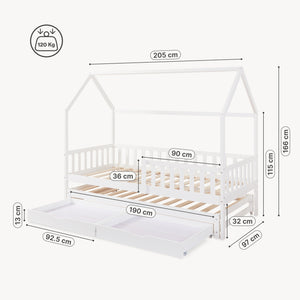 Kinderbed Aarghonmaa met uitschuifbed en opberglades 90x200 cm [en.casa]