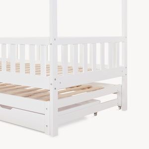 Kinderbed Aarghonmaa met matras uitschuifbed en opberglades 90x200 cm [en.casa]