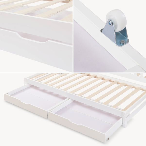 Kinderbed Aarghonmaa met matras uitschuifbed en opberglades 90x200 cm [en.casa]