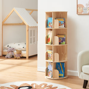 Bibliothèque rotative pour enfants Chasek bois de pin naturel [en.casa]
