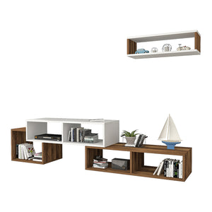Set de meuble TV et étagère murale Malvik panneau de particules 170 x 30 x 42 cm [en.casa]