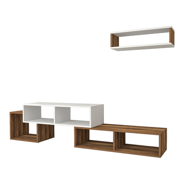 Set de meuble TV et étagère murale Malvik panneau de particules 170 x 30 x 42 cm [en.casa]