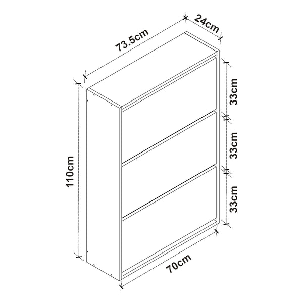 [en.casa] Schoenenkast Aurskog met 3 vouwdeuren 110x73,5x24 cm - 6 varianten